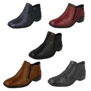 Damen Rieker 'L3882' Leder Freizeit warm gefüttert doppelter Reißverschluss Stiefeletten - Bild 1 von 31