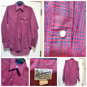 Vtg Rockmount Ranchwear Shirt Men Small Red Western Pearl Snap Cowboy Sawtooth - Picture 1 of 17