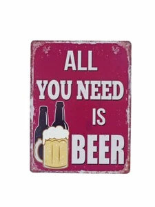 Blechschild Wandschild Hinweisschild All You Need Is Beer 25x33 cm (10026) - Picture 1 of 1