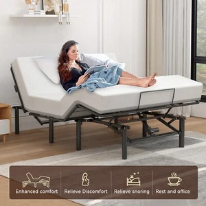 58"Full Electric Bed Frame w/Wireless Remote Memory Function Adjustable Bed Base - Picture 1 of 10