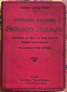 Nuovissimo dizionario Siciliano Italiano. Prefazione di Luigi Capuana. Autografo - Picture 1 of 2
