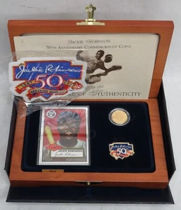 1997 W GOLD PROOF $5 JACKIE ROBINSON LEGACY COMMEMORATIVE SET - Picture 1 of 3
