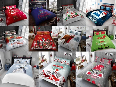 T-TZ Christmas Duvet Cover & Pillowcase Xmas Tree ELF Santa Bedding Quilt Cover Set