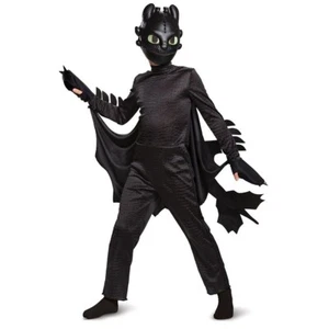 Toothless DELUXE Night Fury Dragon Costume + Mask Boys Halloween Disguise 3T-4T - Picture 1 of 2