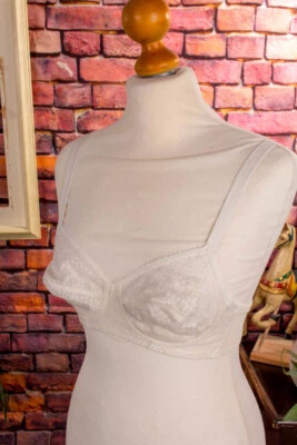 Vintage orig 80er BH weiß Spitze Bralette bügellos 70B - Bild 1 von 4