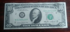 1985 $10 Dollar Note Federal Reserve of New York B61305133F - Picture 1 of 2