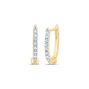Pendientes de aro de una fila de diamantes redondos de oro amarillo de 10kt para mujer 1/ - Imagen 1 de 1