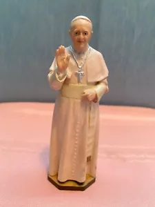 Pope Francis Figure Statue handpainted/Handcarved in Valgardena wood Italy 4.75” - Picture 1 of 8