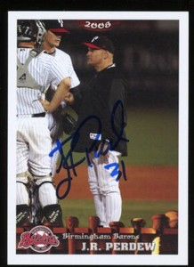 2008 Birmingham Barons JR J.R. PERDEW Signed Card autograph AUTO WHITE SOX