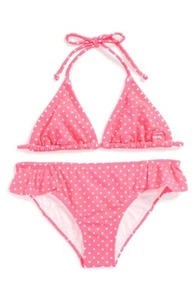 Billabong Girl's Pink Polka Dot Two-Piece Swimsuit Sz XL 142202 - Picture 1 of 3