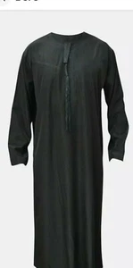 Premium Boys Kids Cotton Jubbah, Thobe, Kandoora, Emarati - Black -Size 34 to 48 - Picture 1 of 2