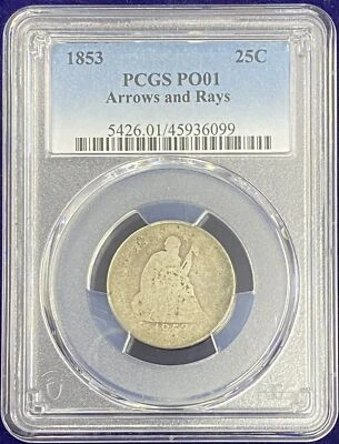 1853 Seated Liberty Quarter 25c Lowball PCGS PO1 POOR 1 #55013 - Image 1 of 2