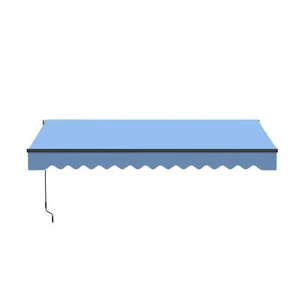 ALEKO manuelle einziehbare Terrasse 10 x 8 Fuß Markise himmelblau Baldachin schwarzer Rahmen - Bild 1 von 12