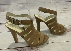 VIA SPIGA V-MILICENT Leather Toffee Tan Beige Platform Sandals Shoes SIZE 8M - Picture 1 of 7