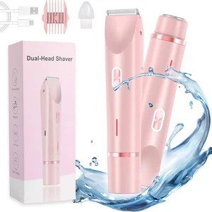 2 in 1 Dual Head Shaver Women, Electric Bikini Trimmer Wet&Dry Use Hair Removal - Picture 1 of 14