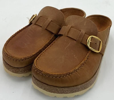 Mules de couro conhaque Birkenstock Buckley feminino tamanho 7 EUA 38 UE - Imagem 1 de 4