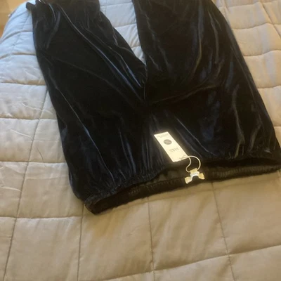 Marks And Spencer Velour Wide Leg Trousers black size 18 short new with tags  - Image 1 of 4