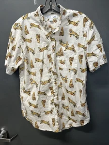 Camicia Vintage Retrò Old Navy Bengal Tiger Bianca Taglia Media Slim Fit Flex - Foto 1 di 4