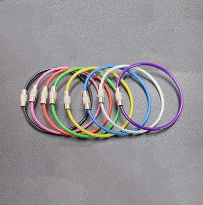 Stainless Steel Wire Cable Rope Screw Lock KeyChain Key Ring 9Colours 2/6/10 PCS - Image 1 of 4