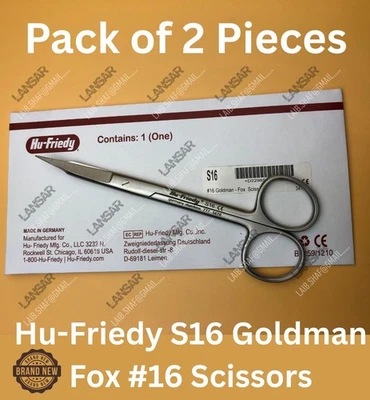 HU FRIEDY Hu-Friedy S16 Goldman Fox #16 Scissors Curved lot of 2x