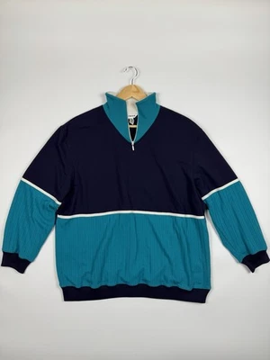 VTG Blast Quarter Zip Pullover Womens Plus 1X Teal Navy Colorblock Activewear - Image 1 of 4