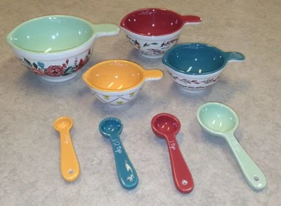 Pioneer женщина керамические гнездовые мерные чашки и ложки комплект цветочный, новый в коробке - Изображение 1 из 4