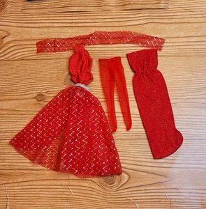 LOT Of 5 Barbie Red Silver Sparkle Dress Skirt Tights Bodysuit Wrap Set Formal - Picture 1 of 13