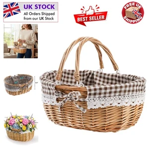 Elegant Handmade Wicker Picnic Basket with Double Handles for Outdoor Gatherings - Picture 1 of 11