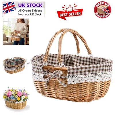 Elegant Handmade Wicker Picnic Basket with Double Handles for Outdoor Gatherings - Image 1 of 4