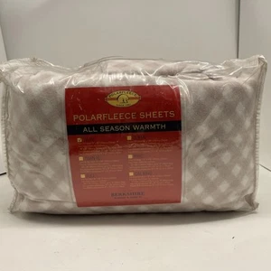 Berkshire Polarfleece 4 Piece Sheet Set Size Twin Checkered White Pink - Picture 1 of 3