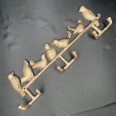 Colgador de 6 ganchos para abrigo/llaves de hierro fundido pesado núcleo de cabaña tono dorado 15,75" x 5" Foto 1 de 4