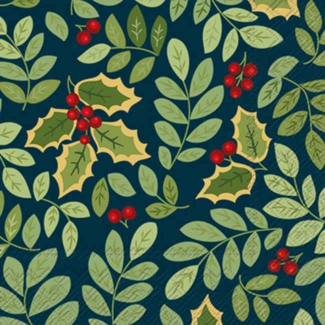 IHR Festive Holly Branches鸡尾酒餐巾纸 — 第 1/1 张图片