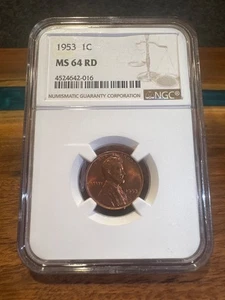 1953 Lincoln Wheat 1C Cent, MS 64 RD, NGC - Picture 1 of 3