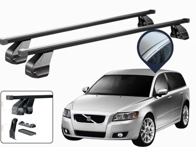 BARRE PORTATUTTO PORTAPACCHI PER VOLVO V50 SENZA CORRIMANO 2008-2012 MENABO NERE - Bild 1 von 4