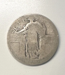1917 Standing Liberty Quarter Silver Coin - No stars below eagle - Picture 1 of 4