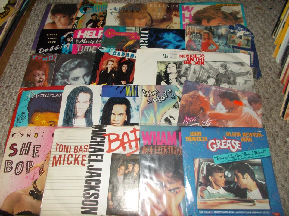 LOT OF 51 POP 45S MICHAEL JACKSON, MILLI VANILLI, MADONNA, CYNDI LAUPER - Image 1 of 3