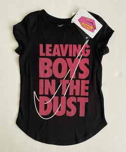 NWT Girls Nike T-Shirt Pink Black - Size 5 - FREE SHIPPING - Picture 1 of 9