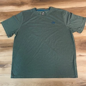 The North Face Mens XXL T Shirt FlashDry Striped Green Blue Athleisure - Picture 1 of 8