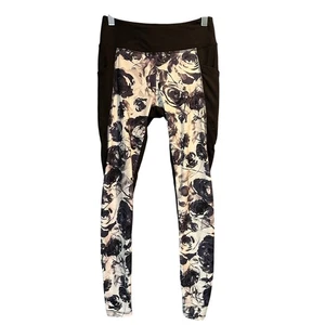 Leggings Marika taglia small stampa floreale e nero tasche yoga loungewear palestra - Foto 1 di 6