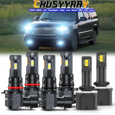 For Pontiac Grand Am 1992-1998 White LED Headlight + Fog Light Bulbs Hi Low Kit - Image 1 of 4