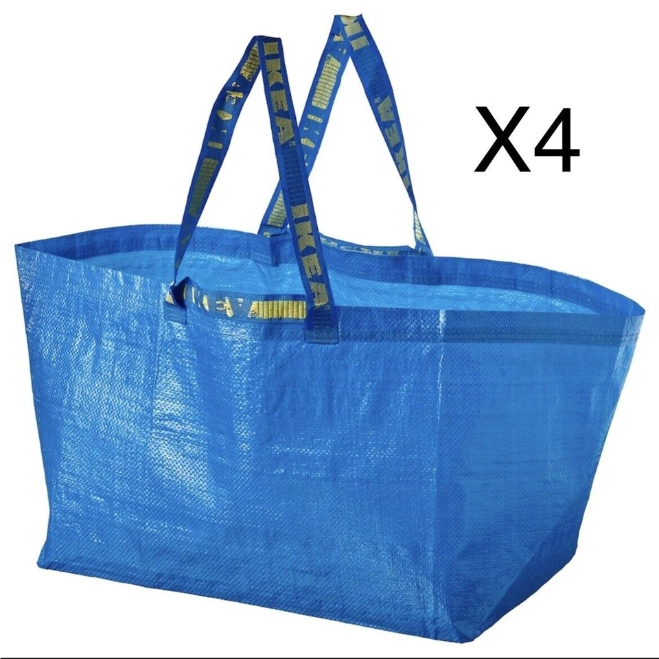 4 IKEA FRAKTA SHOPPING BAG NEW LARGE REUSABLE LAUNDRY TOTE GROCERY STORAGE - Image 1 of 1