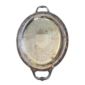 Wm Rogers & Sons Victorian Rose Tray 1981 Silverplate 24 Inch Two Handle VTG - Picture 1 of 11