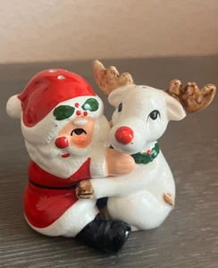 1970er Rudolph Santa Umarmung von Fitz & Floyd Salz & Pfefferstreuer mit Box - Bild 1 von 6