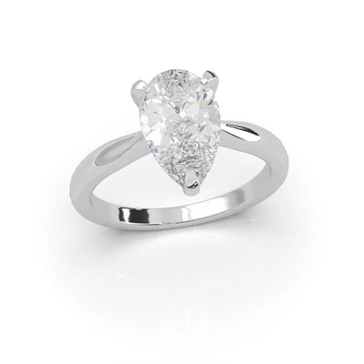 2ct Pear Cut Lab-Created Diamond Solitaire Bridal Engagement Ring 14k Gold IGI - Image 1 of 4
