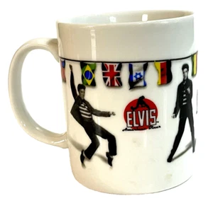 Elvis Presley American Diner Mug Cup Dancing Multiple Countries Flags - Picture 1 of 6