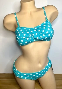 NWT ELLE APT 9 Bathing Suit Bikini Swim 2 Piece Set - Polka Dot Size 8 M Medium - Picture 1 of 9