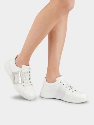 Zapatillas de Skate Roger Vivier Viv Hebilla Plateada Cuero Blanco Talla EU 37.5 US 7.5 Foto 1 de 4