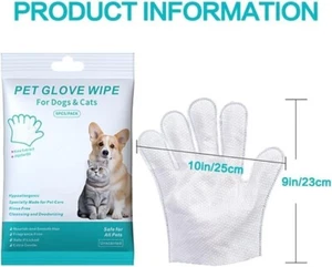 6PCS Cleaning Wipes Gloves For Dog & Cat Rinse Free Wipes Good Grooming Pet - Picture 1 of 5