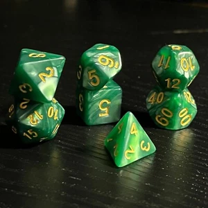 Dados poliédricos Dungeons & Dragons/D&D de espuma cerebral - verde bosque y mármol (7) - Imagen 1 de 1