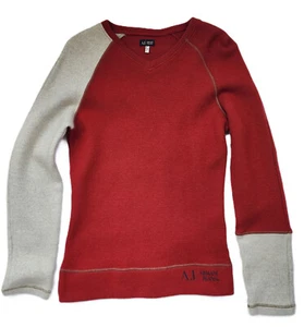 Designer $1280 ARMANI JEANS Men's Diesel V Neck Two Tone Rare Sweater Pullover M - Picture 1 of 6